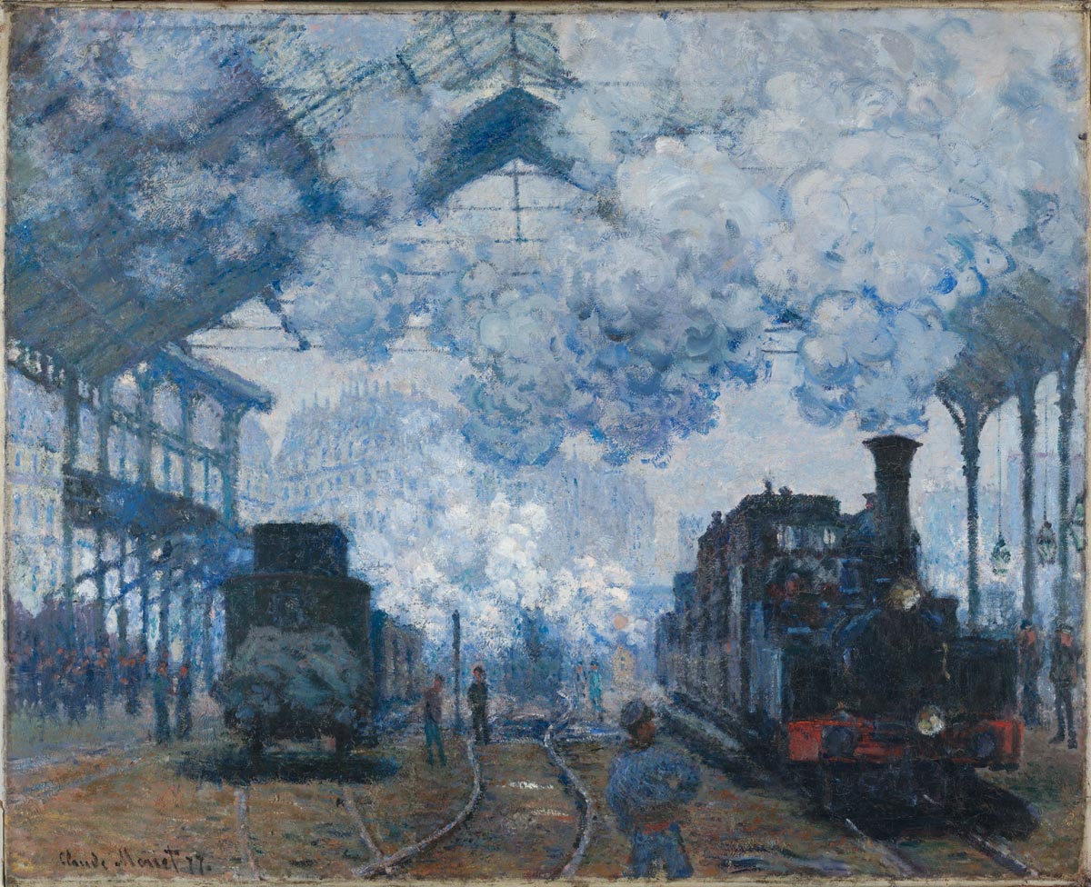  Claude Monet, Gare Saint-Lazare: Junan saapuminen, 1877