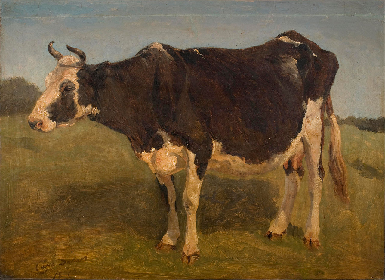 Carlo Dalgas - Black and white cow standing, 1845