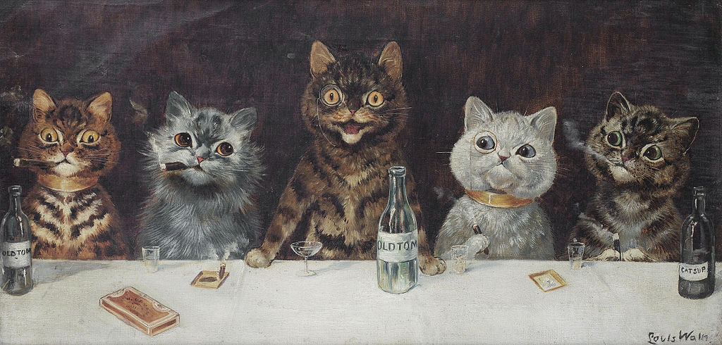 Louis Wain, The bachelor party (Cats at the table)
