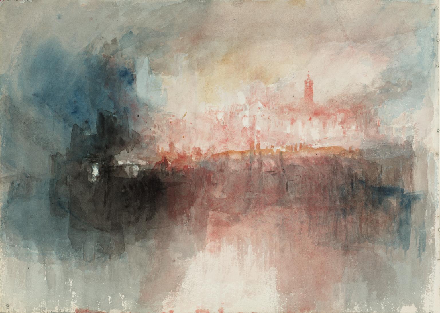 William Turner, Fire at the Grand Storehouse of the Tower of London, 1841 (TATE)