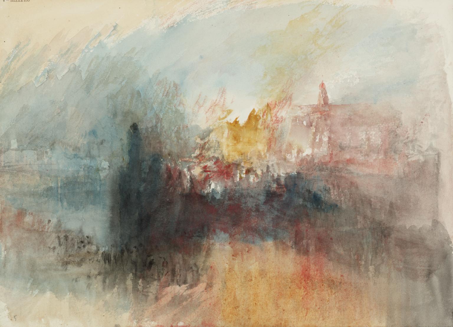 William Turner, Fire at the Grand Storehouse of the Tower of London, 1841 (TATE)